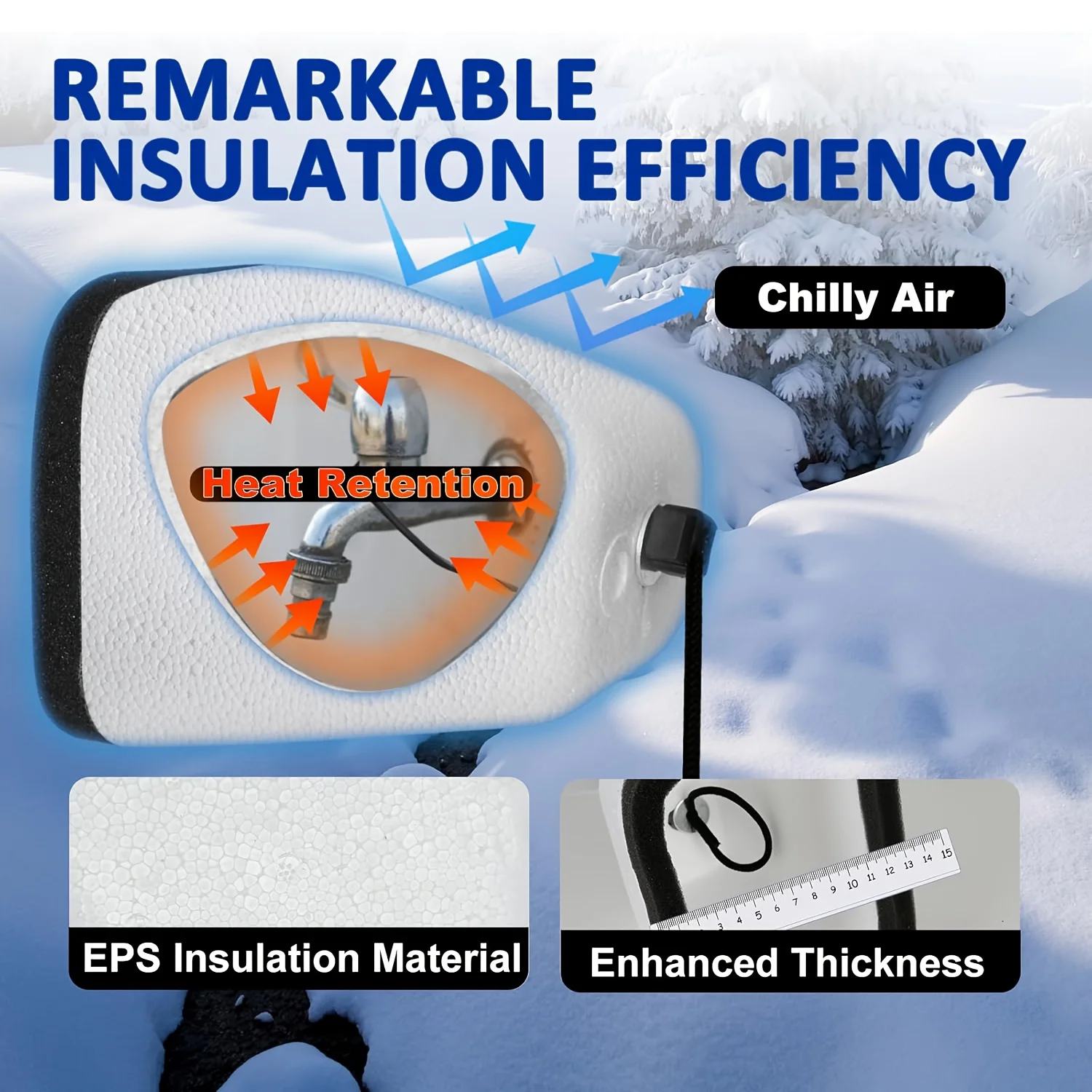 واقي الصقيع عالي التحمل للحنفيات الخارجية. يمنع انفجار الأنابيب، سهل التركيب. للشتاء والبارد القصوى. متوافق مع الولايات المتحدة/الاتحاد الأوروبي.