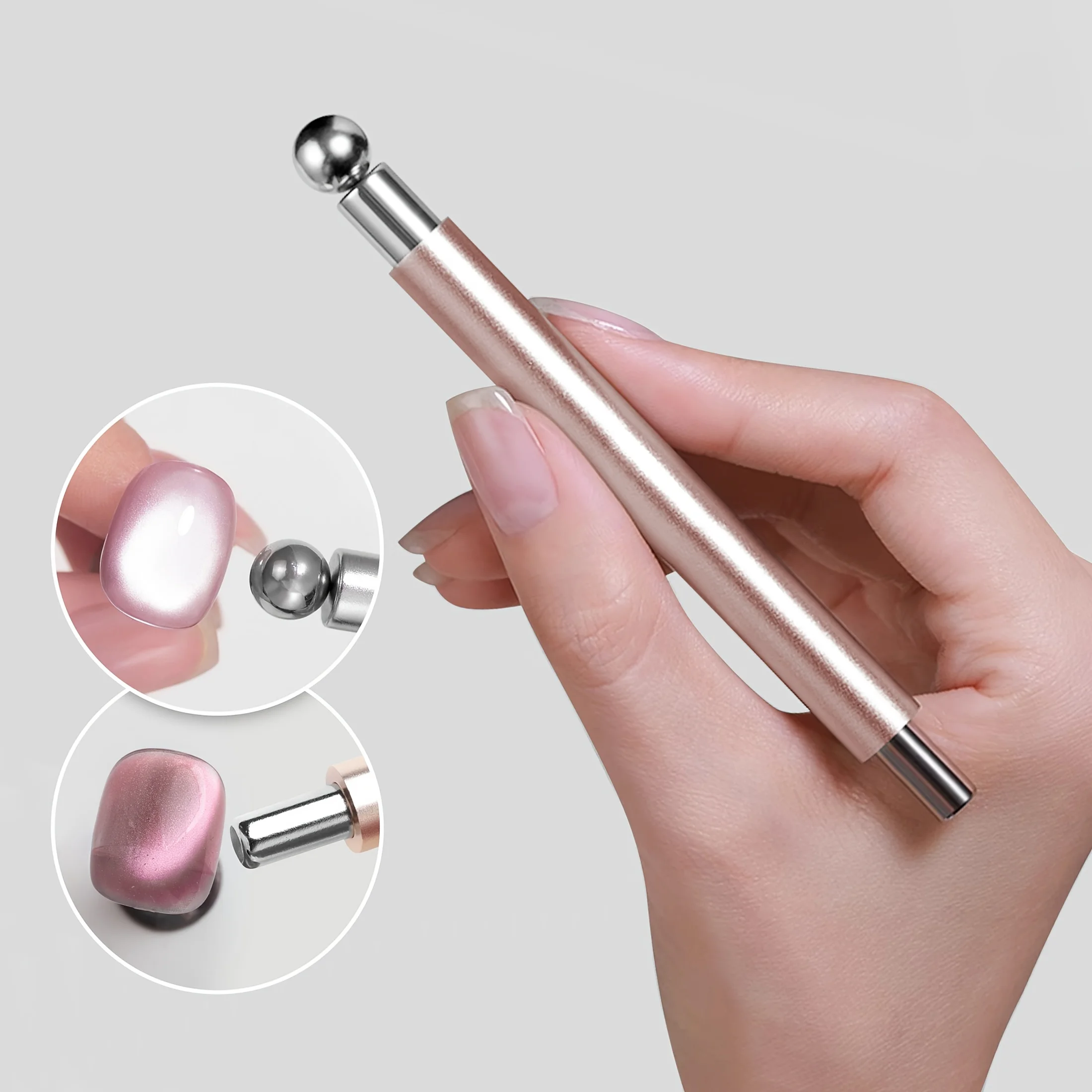 Nail Art Pen & Brush Double-Headed, 3D Cat Eye Effect Tool with Steel Ball Tip, Odorless Magnet, Instant Smudge-Free Design