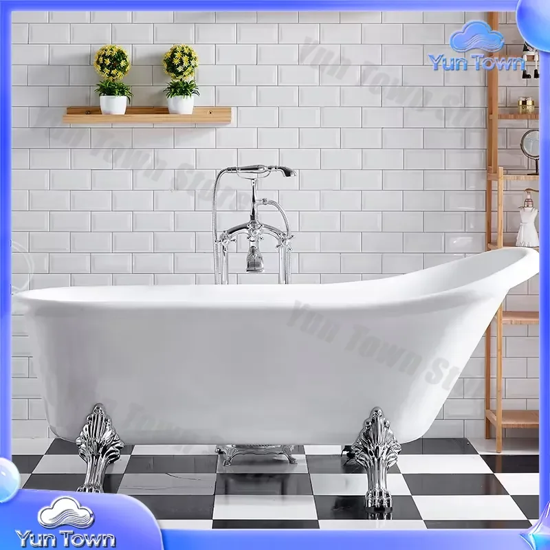 for Modern Acrylic Bathtub for Home Bathroom Whirlpool Soaking Tub Easy Clean Wear Resistant Insulated Drainage Smooth