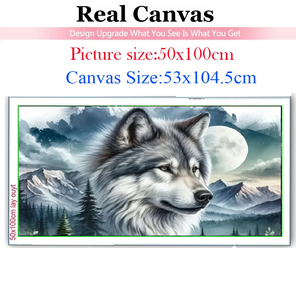 Mysterious Forest Wolf,DIY Diamond Painting Large Art,Full Diamond Mosaic Embroidery,Cross Stitch,Mountain Lanscape Home Decor,