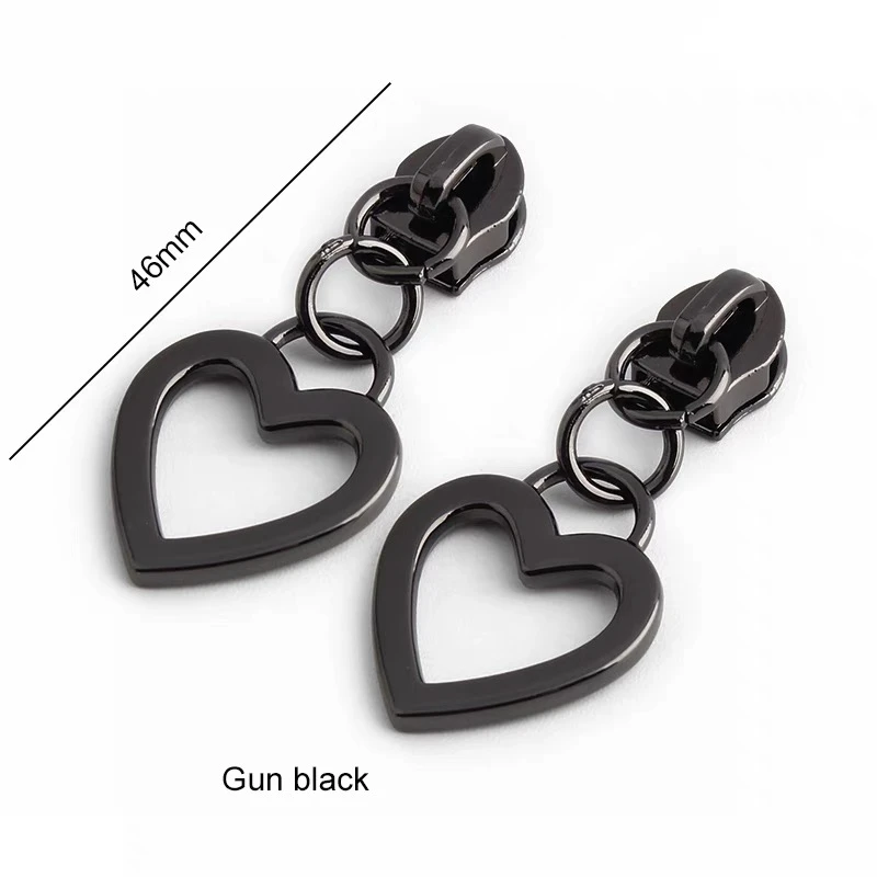 Heart Zipper Sliders For Nylon Zipper Tapes Metal Zippers Head Kits Purse Handbag Zips Pull DIY Craft Kit Accessories