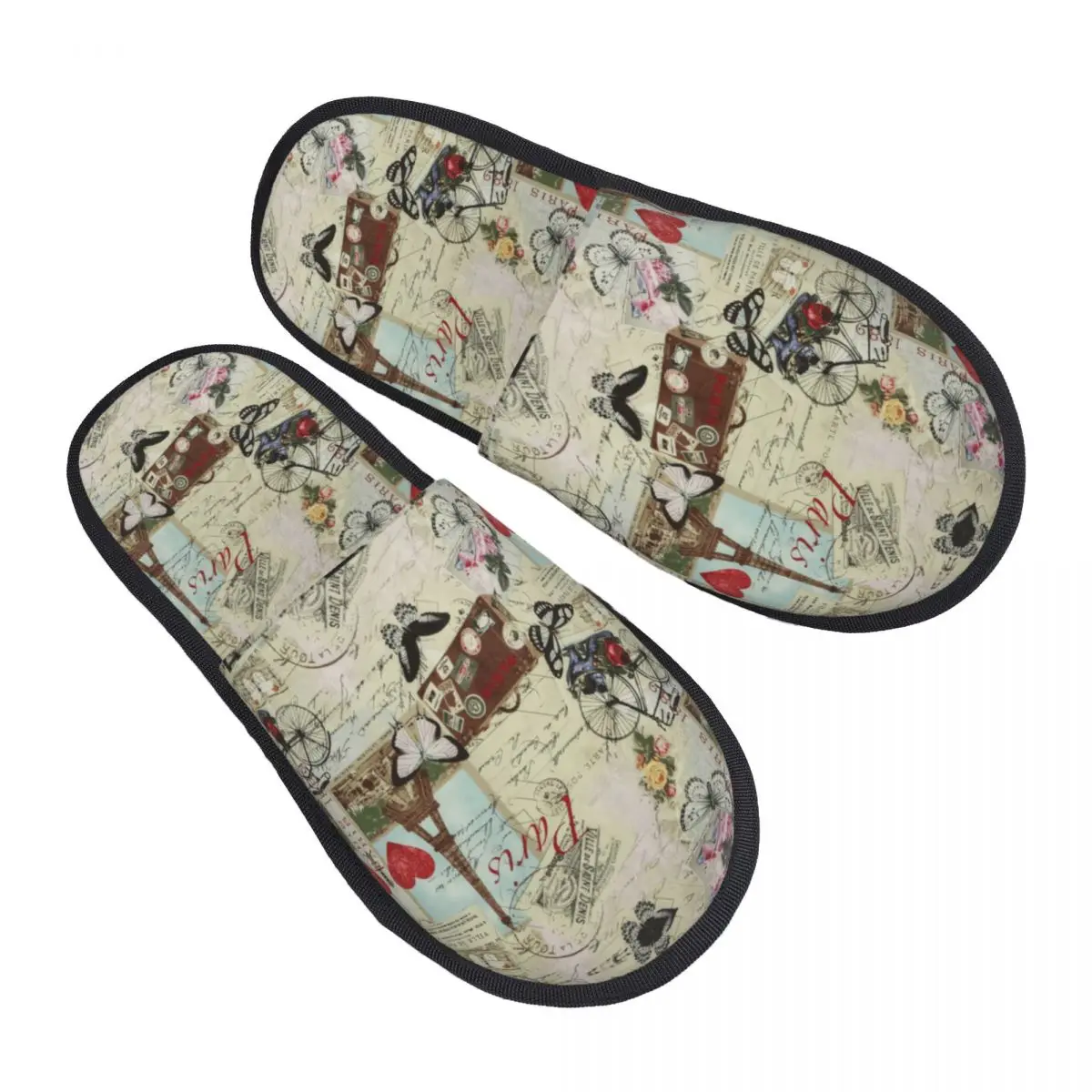 

Custom Print Women France Paris Eiffel Tower House Slippers Cozy Warm Memory Foam Fluffy Slipper Indoor Outdoor Shoes