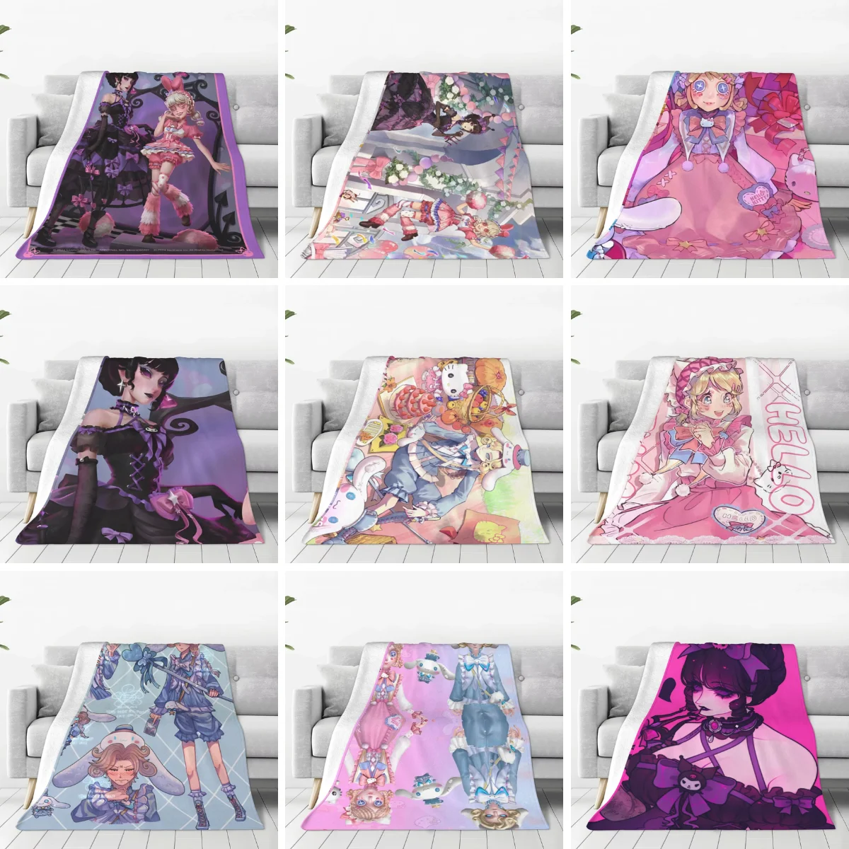 I-Identitys V Sanrio Kuromi Character Blanket Soft Warm Fun Plush Bedding Throws For Bedroom Travel Flannel Bedspread Bed Cover