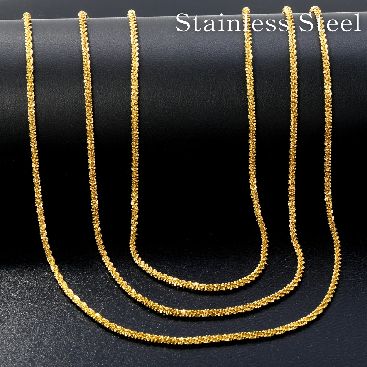 

LUXUKISSKIDS 18K Plated PVD Cauliflower Chain Stainless Steel Necklace 2.2MM Bling Solid Simple Chains Wholesale Jewelry Making