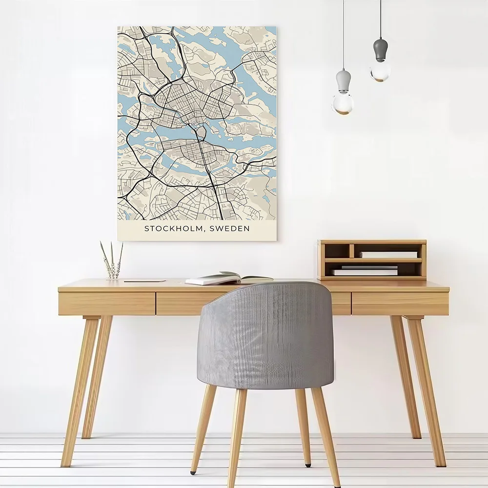 Stockholm Sweden Map Canvas Poster Wall Art Customizable High Quality Printed Picture for Decorative Paintings Wand Deko Bedroom
