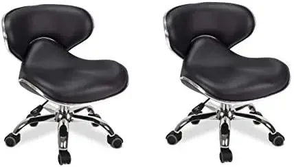 Conjunto de 2 bancos para pedicure e salão de beleza, cadeira de pedicure umi, bomba pneumática curta e ajustável, móveis e equipamentos para salão de beleza, preto