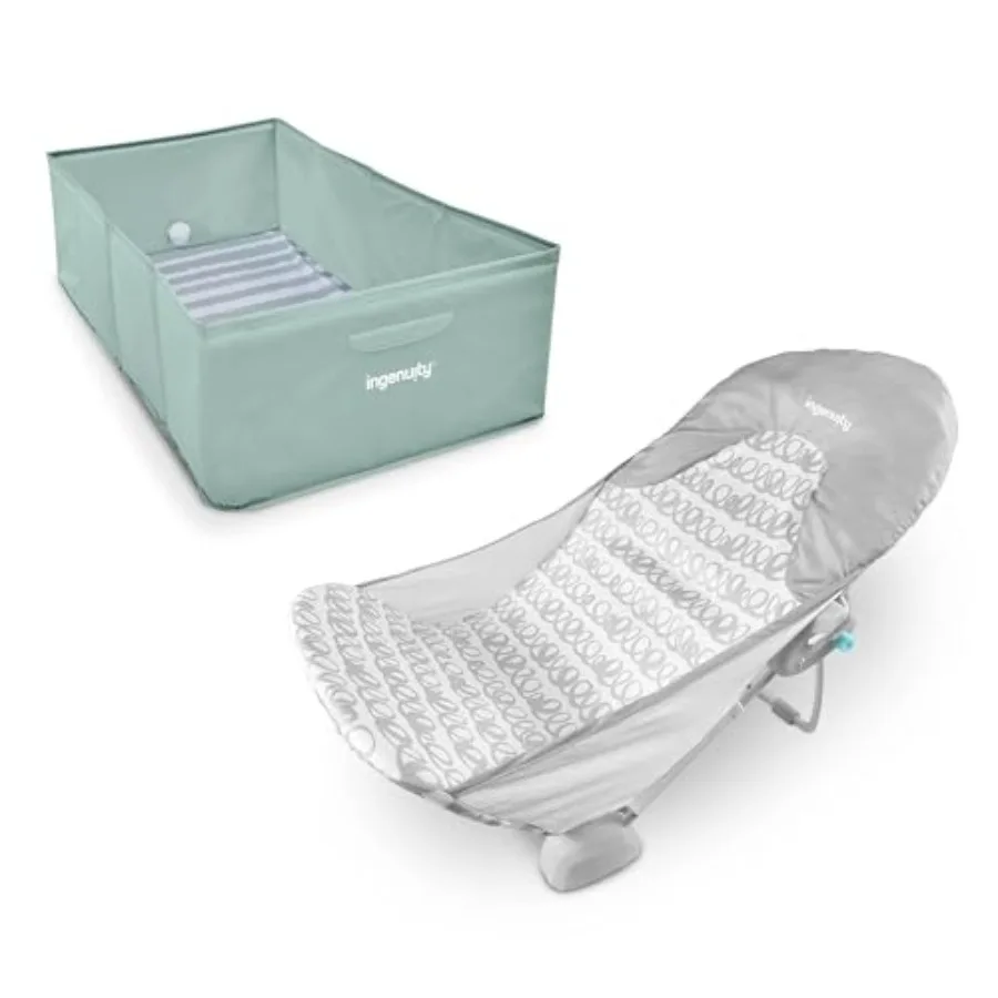 

Складная ванночка Ingenuity Tuckaway для малышей, портативное сиденье для купания младенцев в 2 положениях, регулируемая поддержка для путешествий