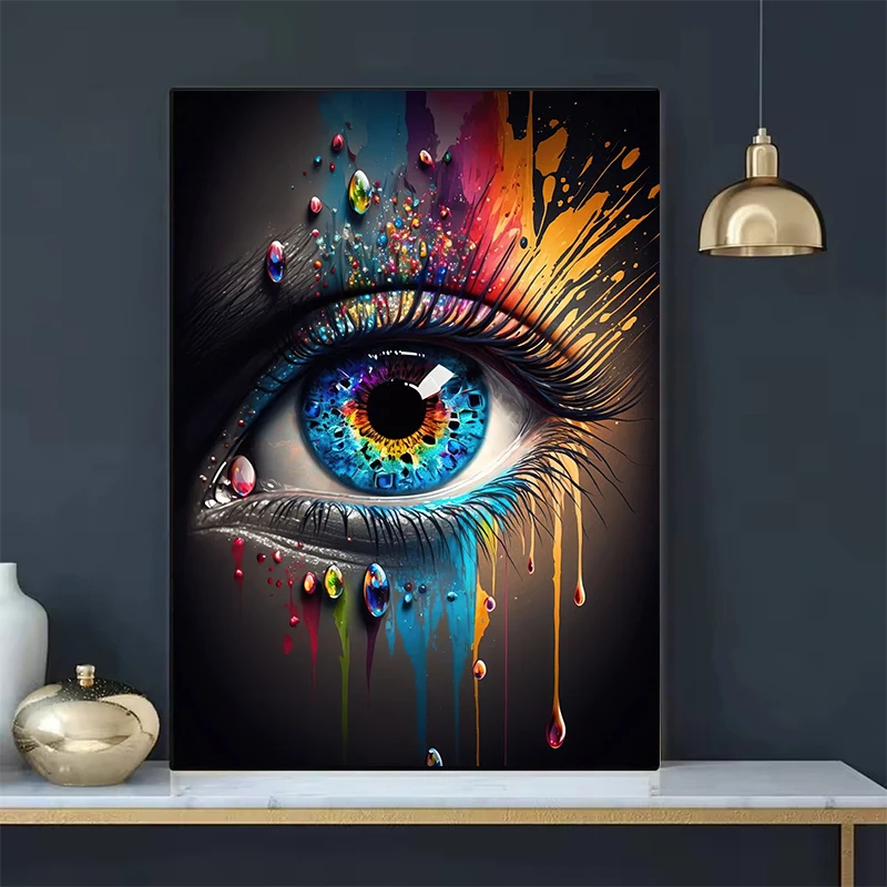 Arte de pared abstracto clásico, Mural con características de ojos, póster impreso en lienzo HD para el hogar, sala de estar, dormitorio, decoración de oficina, Cuadros