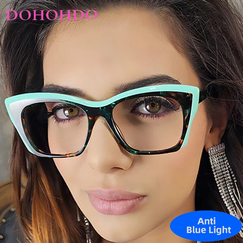 

Popular Big Frame Classic Cat Eye Glasses Women Men New Luxury Brand Designer Computer Games TR90 Anti-Blue Light Eyewear Unisex