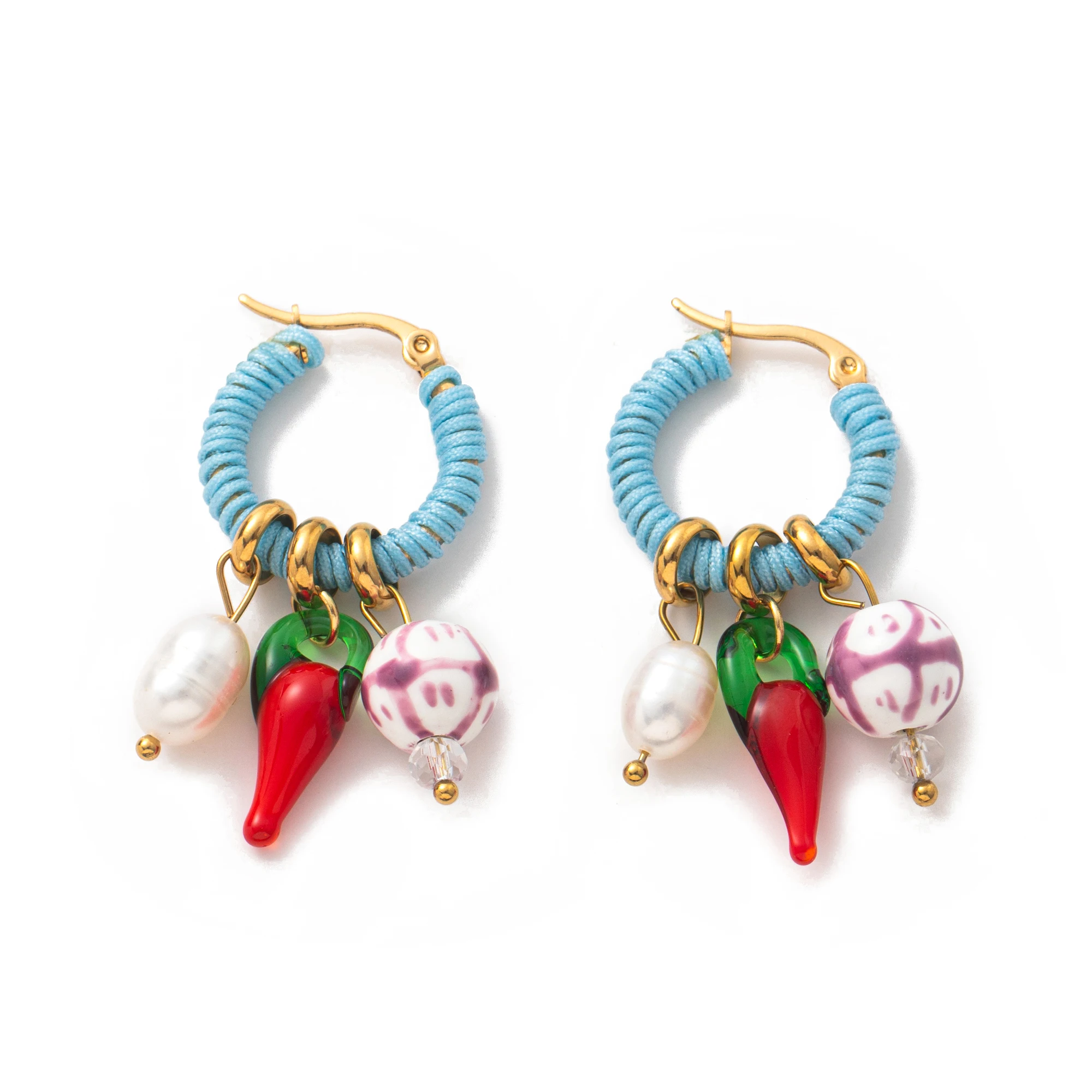 Fashionable new chili pearl multi pendant earrings for women Stainless steel jewelry