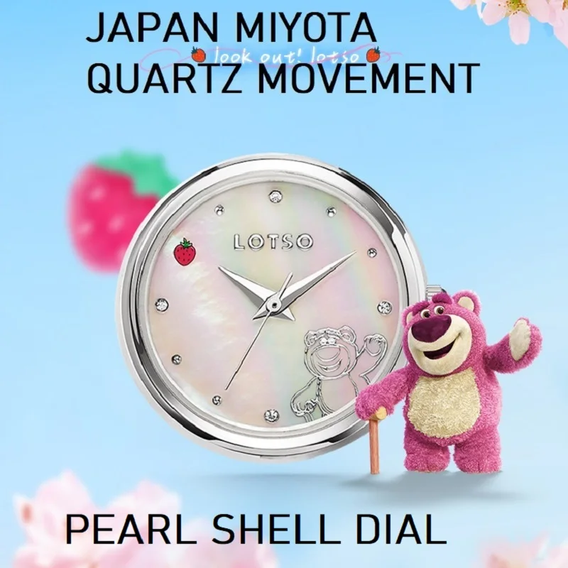 Disney For Women Watch Pearl Shell Dial Lotso Toy Story Cartoon New Wristwatch Lady Girl Strawberry Bracelet Reloj Damas De Lujo