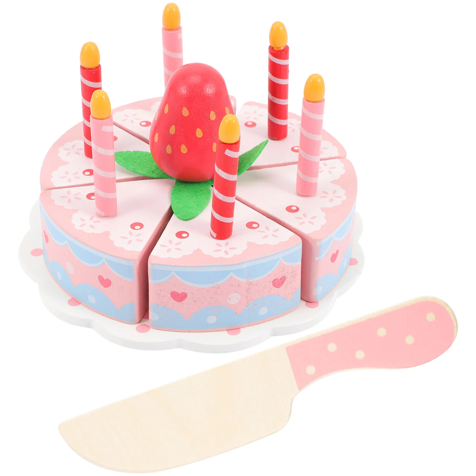 

Cakes Wooden Simulation Birthday Model Playing House Toy Pastry Pretend Cutting Child