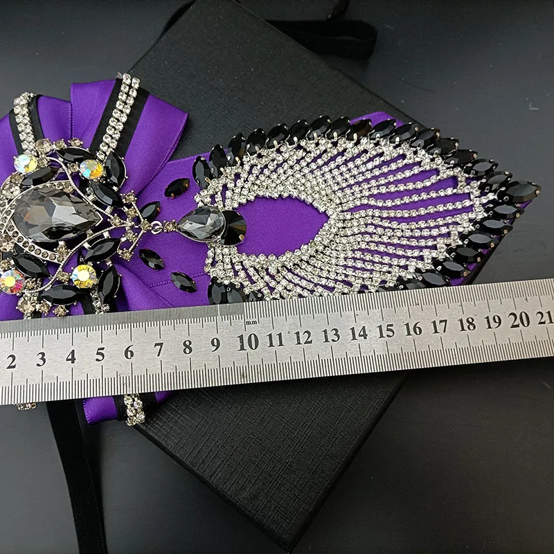 Hochwertige Strass-Fliege, Original Handgefertigt, Luxuriöse Herren-Krawatte für Business, Bankett, Hochzeit, Anzug, Hemdkragen, Schmuckgeschenk – Detail 3