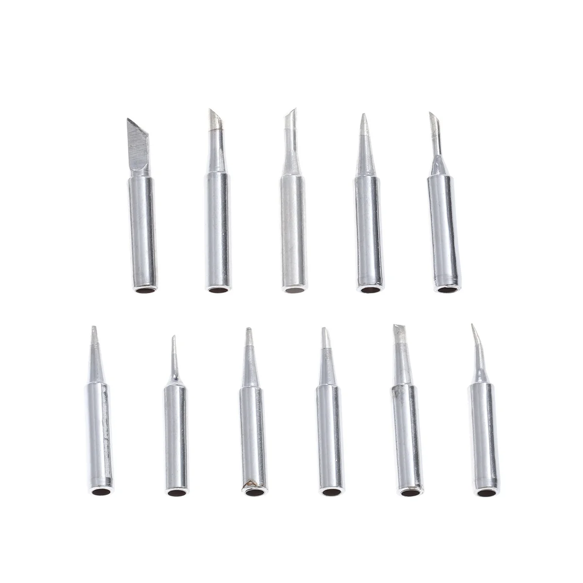 

11Pcs High-Grade Copper Soldering Iron Tips Lead-Free Replacement Bits for 936 900m 933 951 898d Stations Silver