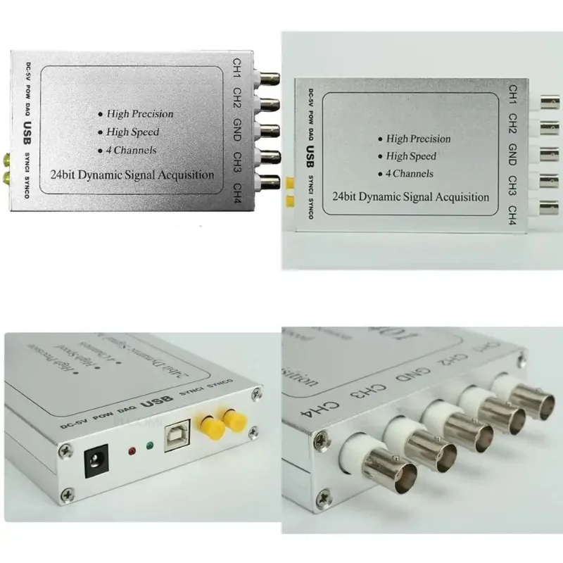USB DAQ Synchronous 4 Channel 24-bit Dynamic Signal Acquisition Voltage IEPE Analog Vibration Audio BNC Labview Matlab