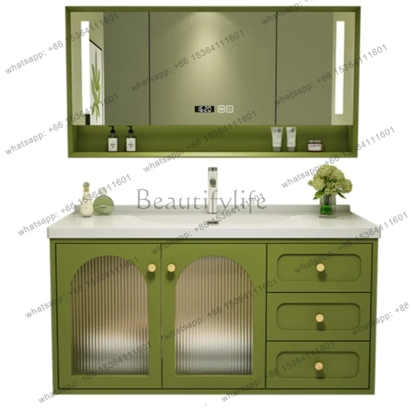 

European Style Bathroom Vanity Cabinet Organizer Mirror Wooden Makeup Cabinet Storage Shelf Salle De Bain Armoire Furniture