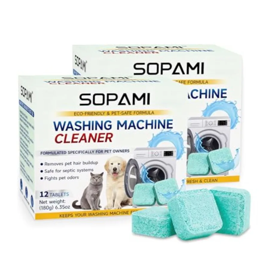 

Washing Machine Cleaner Tablets 24-Pack for HE, Front and Top Load Washers - Fragrance Free, Septic Safe, Removes Odors, Mold a