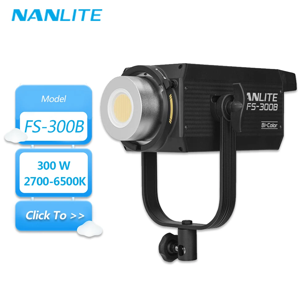 Nanlite FS-300B 300W 2700K-6500K Bi-Color LED Video Light for Camera Studio Photography Fill Light with Bluetooth CRI 96 TLCI 97