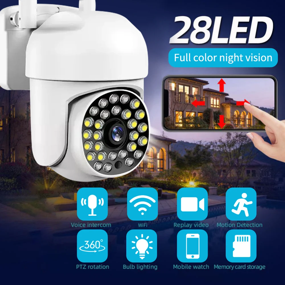 

2PM Wifi IP Camera 1080P Full Color Night Vision Wireless CCTV Security Surveillance Camera AI Human Tracking Two-way Audio Cam