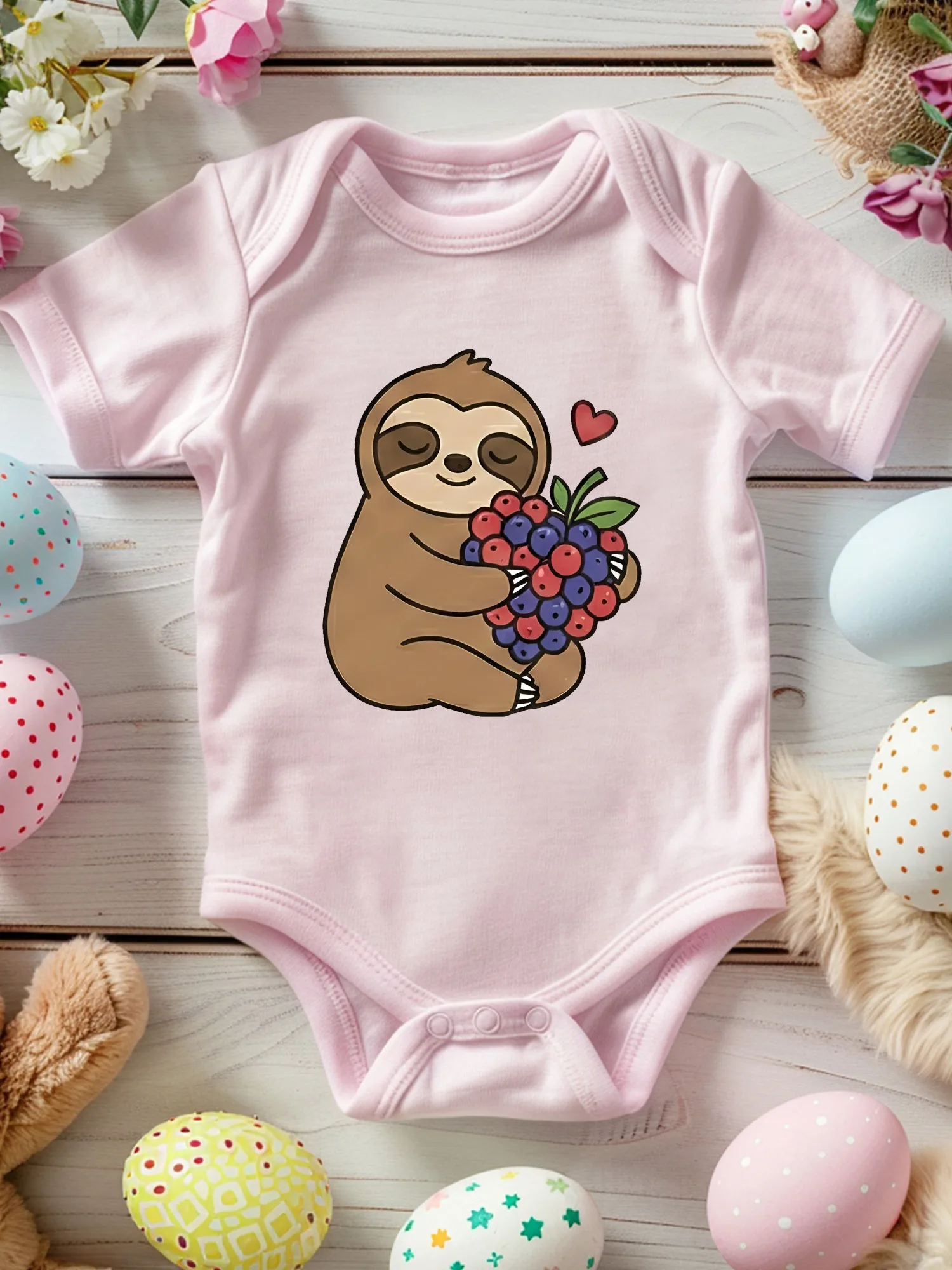 

Valentine Sloth Unisex Baby Crawling Suit, 100% Cotton Soft Onesie, All-Season Wear Pink Bodysuit 190GSM
