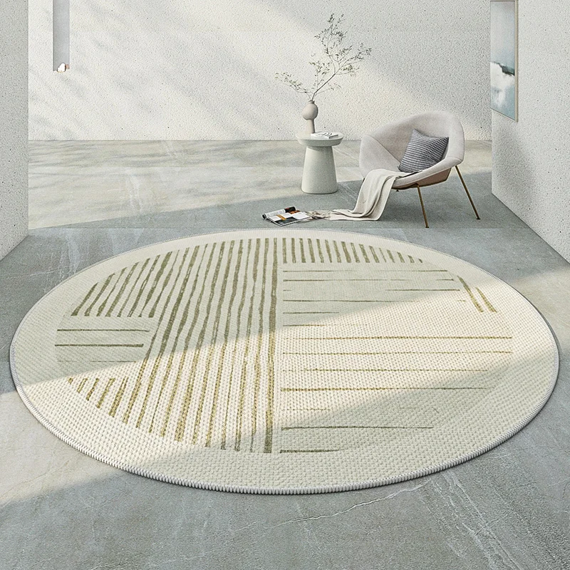 Simple Solid Colour Round Carpet Large Decorative Living Room Sofa Rug Premium Cream Bedroom Cloakroom Polyester Home Floor Mats