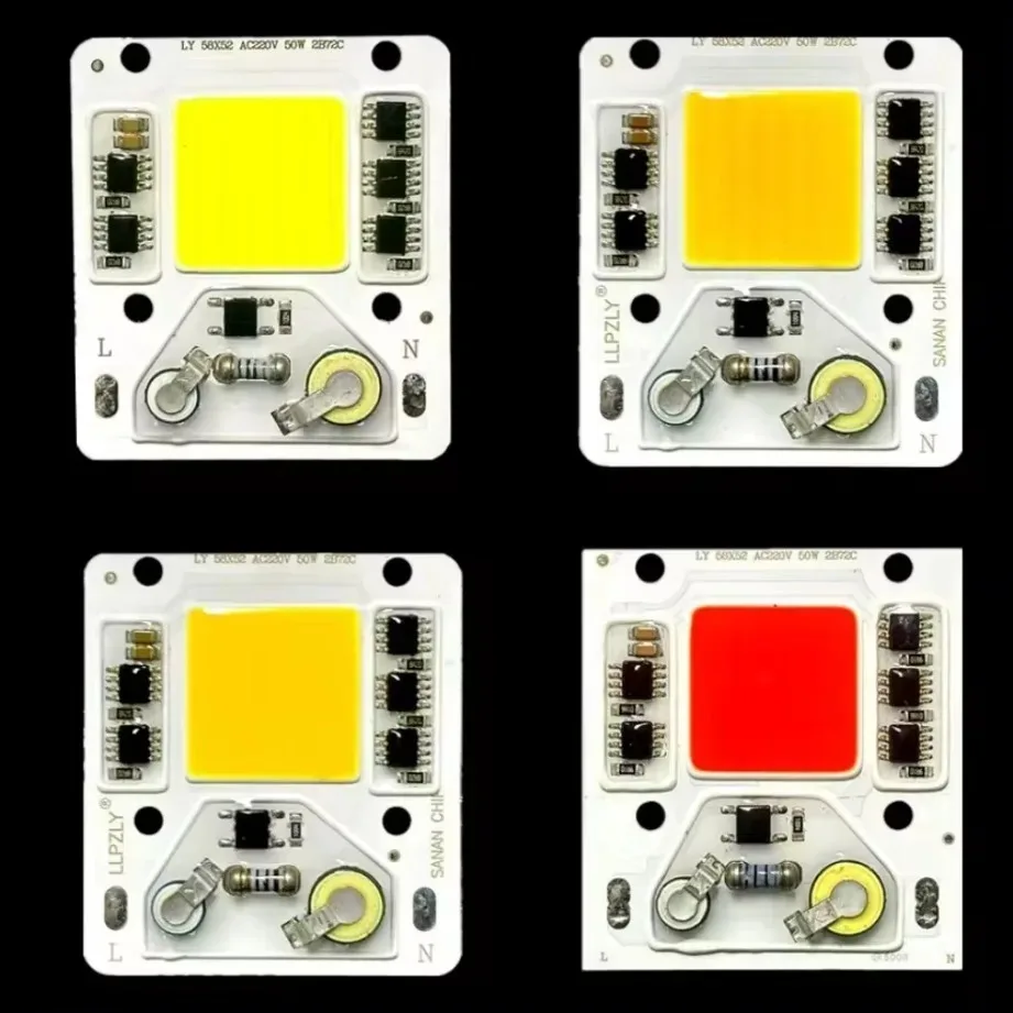 50W COB Źródło światła Inteligentny układ scalony Nie ma potrzeby sterownika DIY Światło halogenowe Żarówka LED Reflektor AC 220V COB LED Chip Lampa