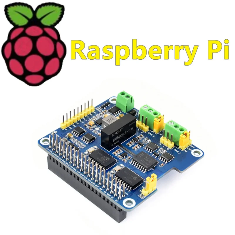 Raspberry Pi 2-way CAN bus interface expansion board with power supply/digital isolation HAT+stackable 2-CH CAN HAT+