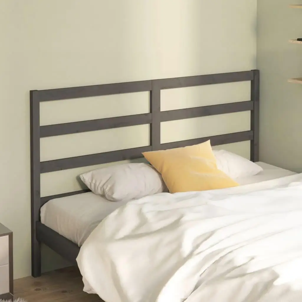 Grey Solid Pine Bed Headboard 146x4x100 cm | Stylish & Durable Design for Bedrooms