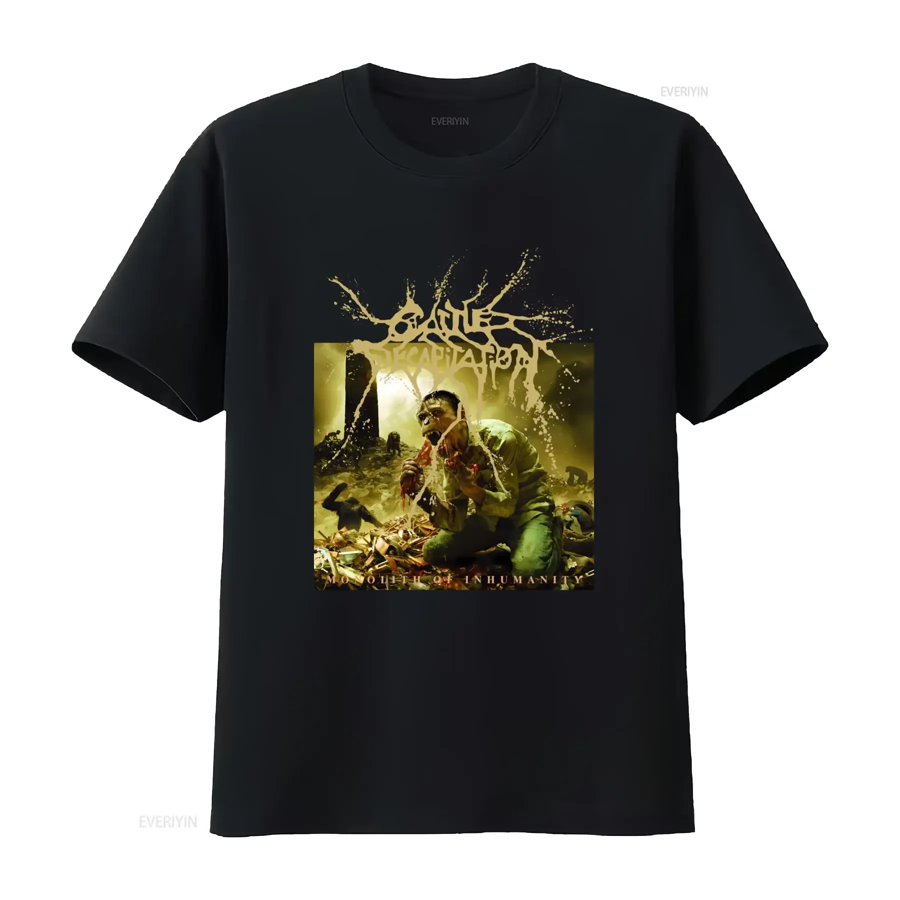 Cattle Decapitation Band T Shirt L Monolith Of Inhumanity Design for Metal Fans vintage Washed Soft fashion Breathable graphic