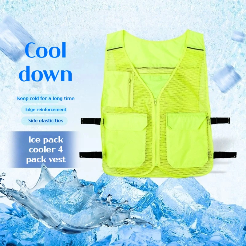 

Summer Cooling Artifact - Ice Pack Cooling Vest, Outdoor Heatstroke Prevention Breathable Vest, Reflective Work Clothes