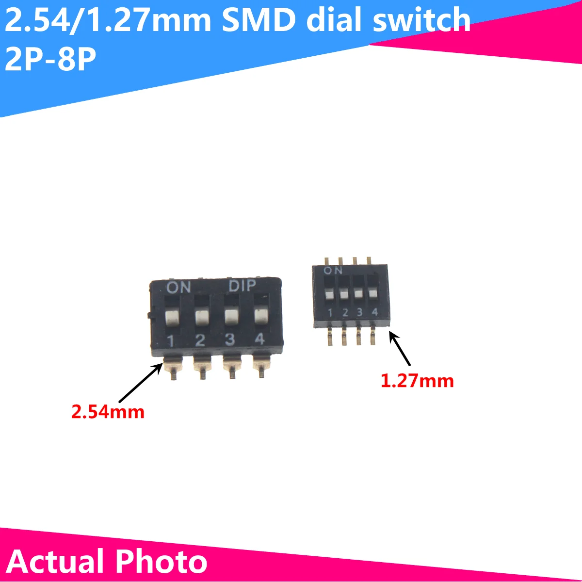 

5PCS Toggle Switch Spacing 2.54mm-1.27mm SMD Dial The Code Switch 1 2 3 4 5 6 7 8 PIN Quick Switch