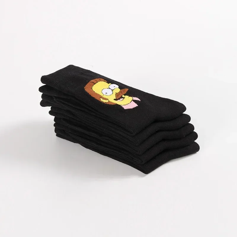 Wholesale Simpsons Men\'s Socks Cartoon Funny Socks Women Fashion High Quality Cotton Sports Skateboard Hip Hop Black Sock