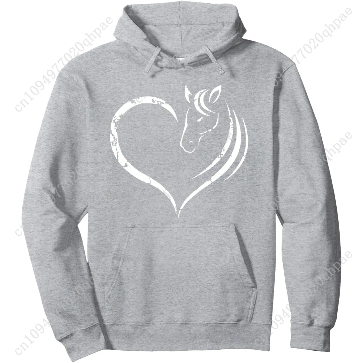 Pferdekopf im Inneren Herz Damen Damen Teenager Geschenk Pullover Hoodie