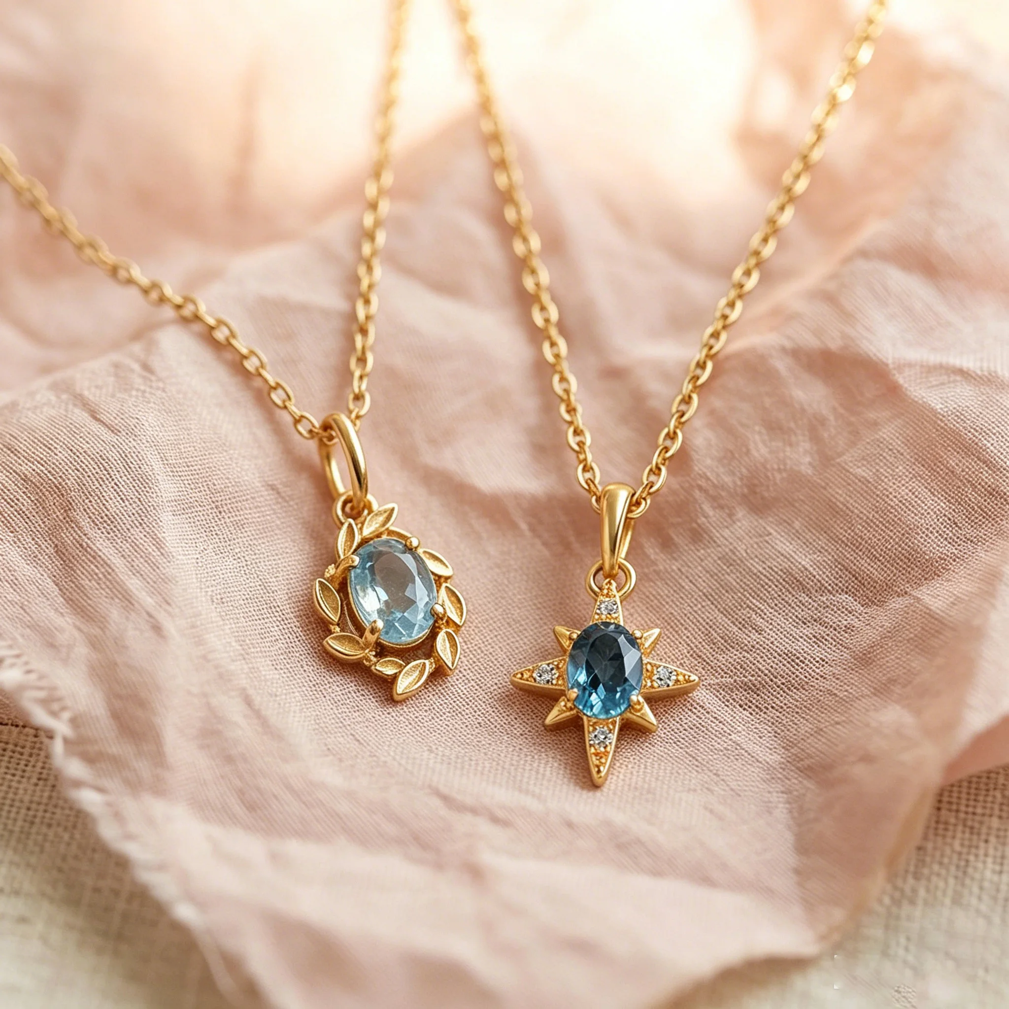 LAMOON Natrual Aquamarine Gemstone Necklaces For Women 925 Sterling Silver Elegant Gold Plated Fine Jewelry Accessories NI290