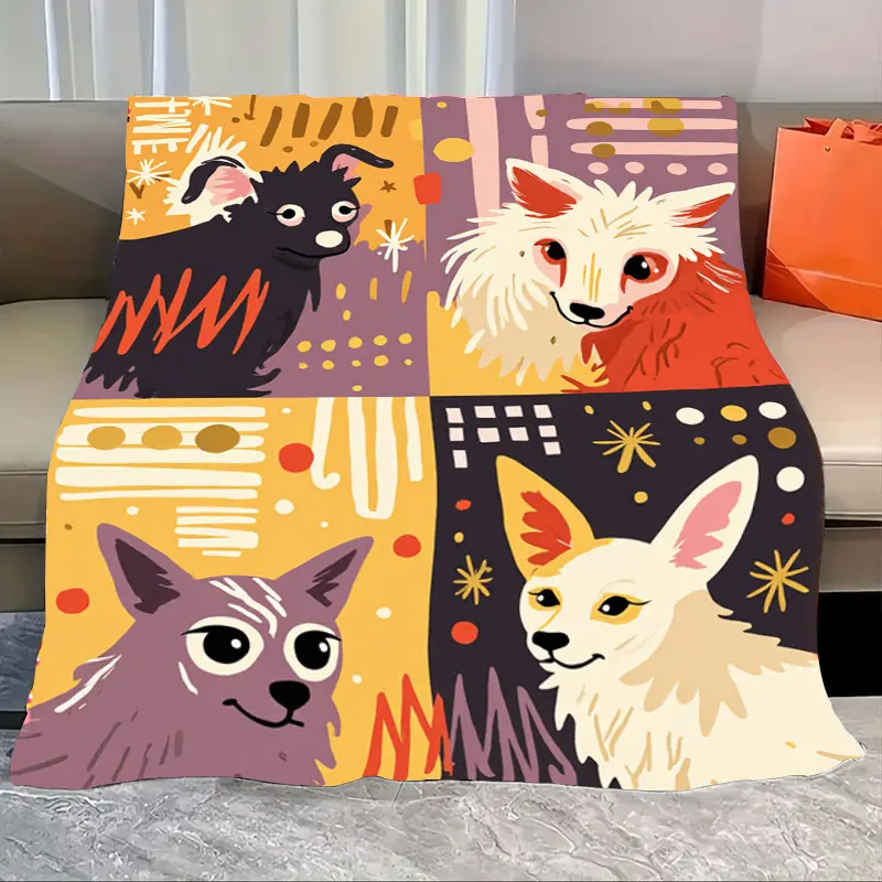 

1pc Flannel Blanket Cute Cartoon Dog Blanket - Cozy Soft Throw for Couch & Bed, Fun Vibrant Design
