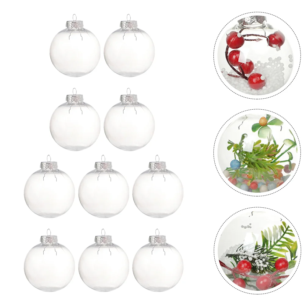 10 Pcs Skirt Christmas DIY Circle Ornament Empty Ornaments to Fill Tree Hanging Balls 8x8cm Plastic Xmas