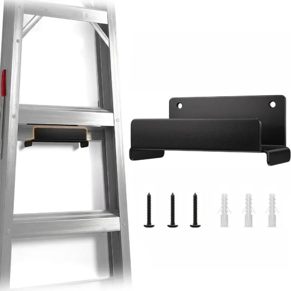 Metal Wall Mounted Ladder Hook Heavy Duty Black Heavy Duty Storage Rack Protective Front Lip Household Tool Organization