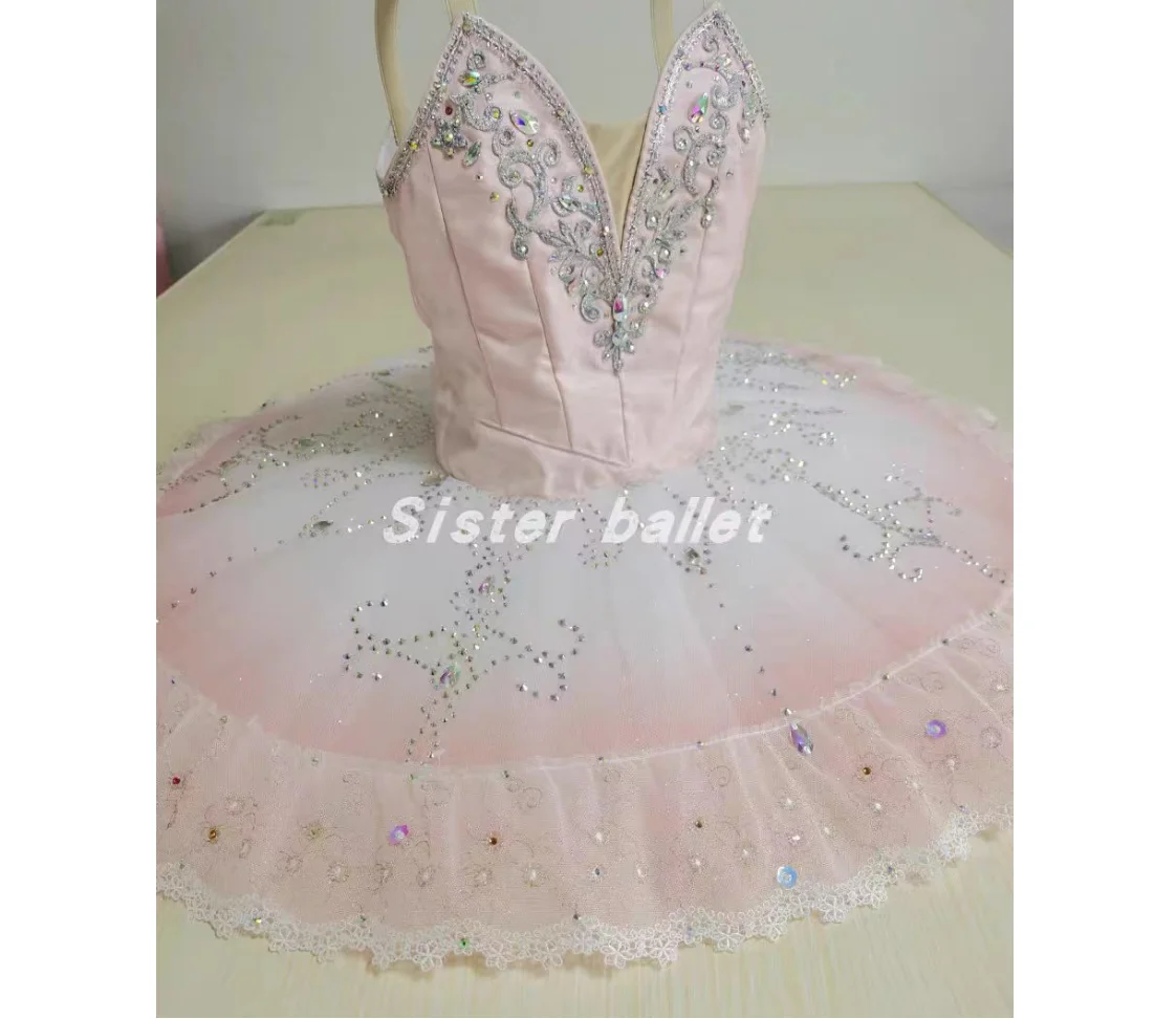 sister ballet Ballet Custom Fairy Doll Variation dress Gradient pink Flash drill dress imported gauzy dress