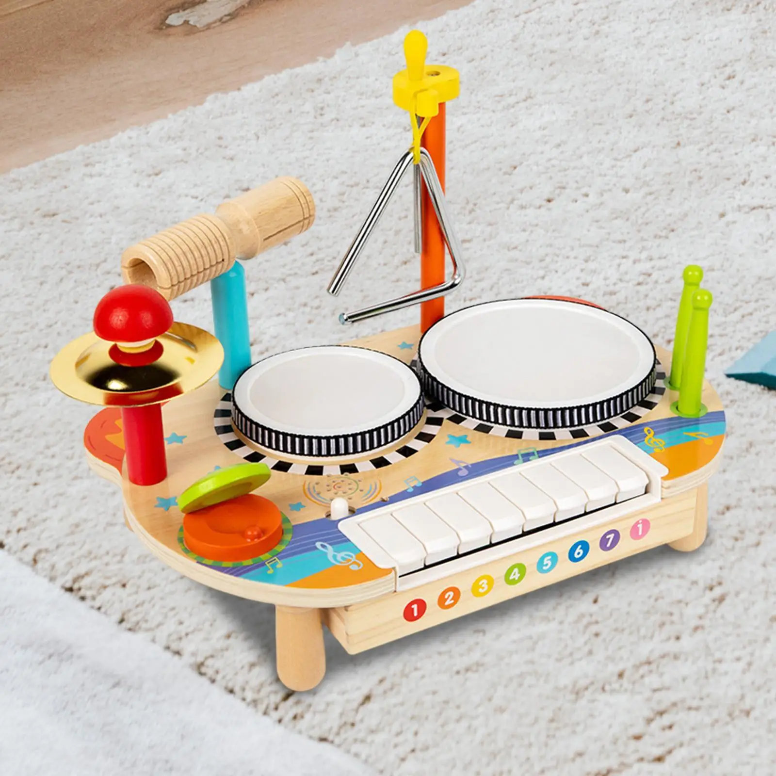 Kids Drum Set Sensory Toy Creativity Coordination Preschool Musical Instrument