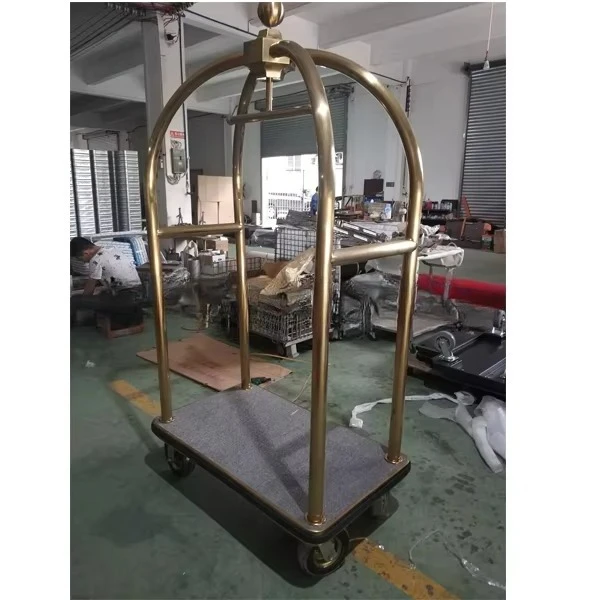 Golden grey carpet hotel luggage cart