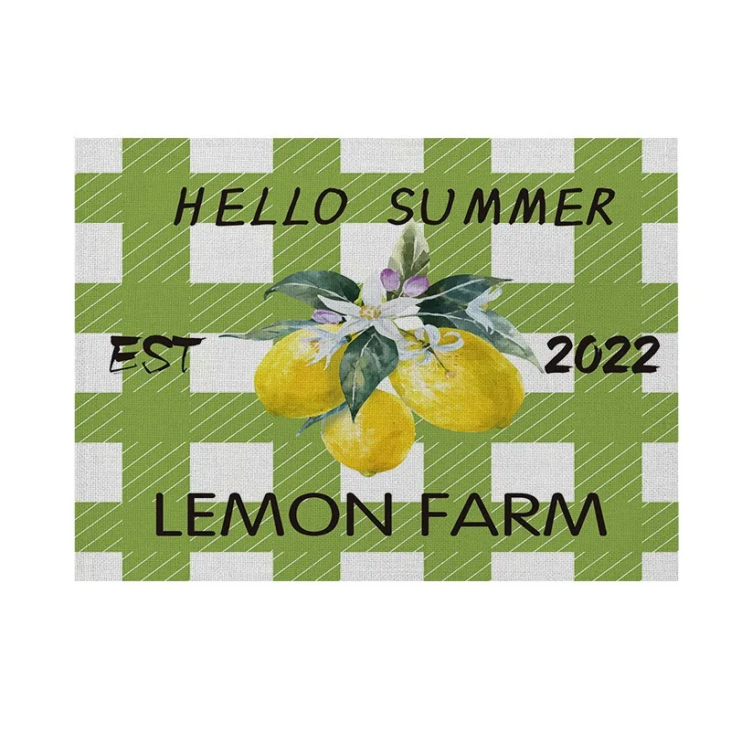 30x45cm 4pcs Summer Lemon Placemats Mediterranean Citrus Green Leaves Table Mats Washable Linen Dining Room Heat Resistant