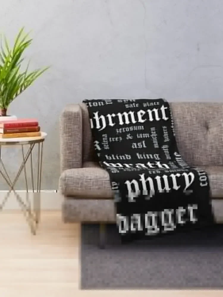 Black Dagger Brotherhood Word Cloud - Landscape Throw Blanket Beautifuls Decoratives funny gift Blankets