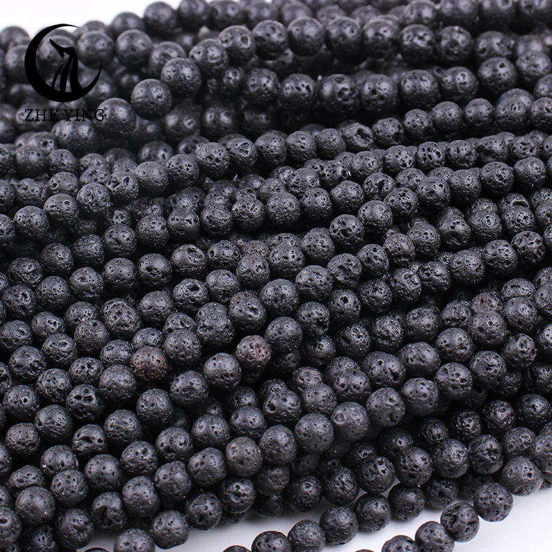 Zhe Ying Cheap Natural Volcanic Stone Round Loose Gemstone Beads for Bracelet Necklace DIY Jewelry Making