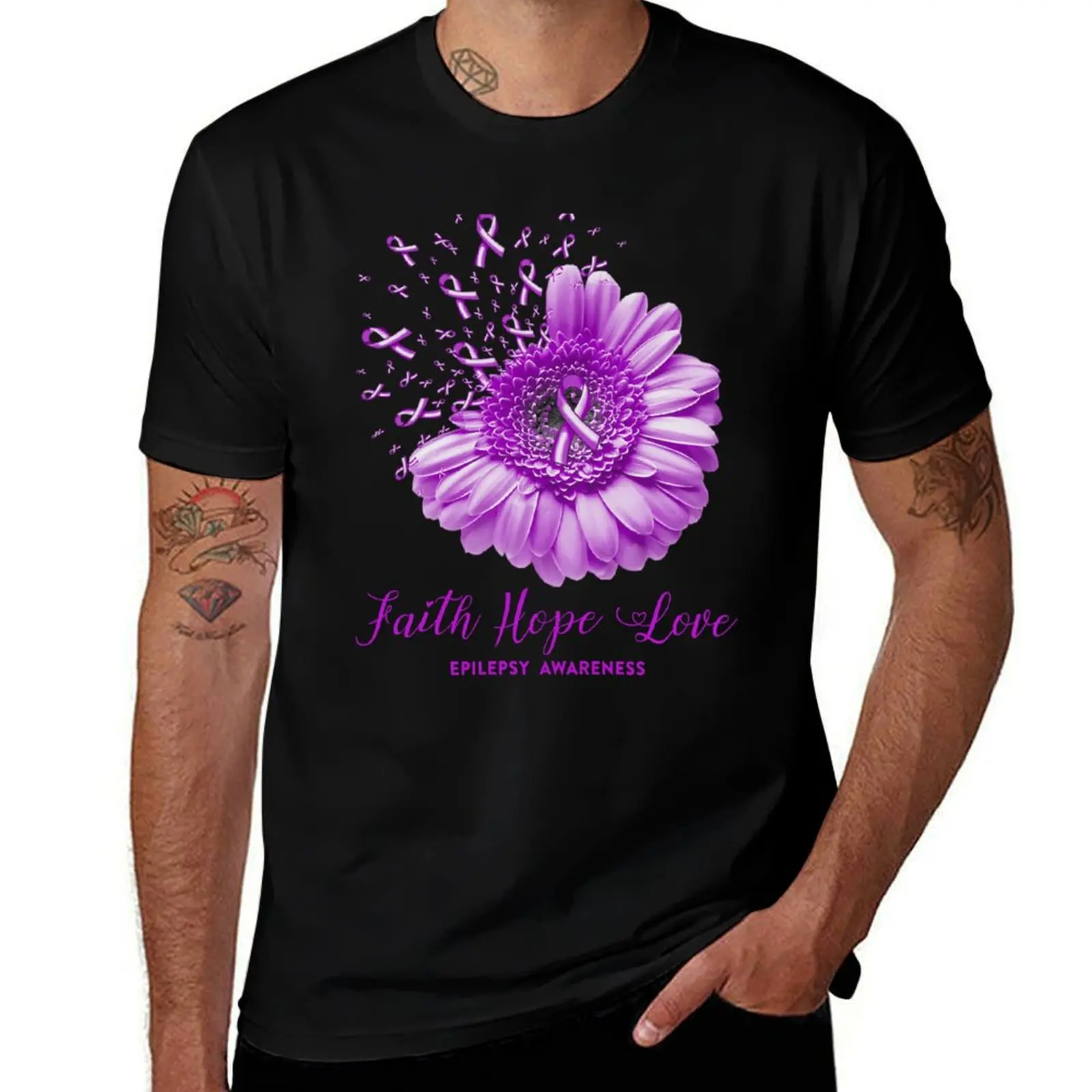 

Faith Hope Love Epilepsy Awareness T-Shirt t shirts designer cotton tshirt 100% T-shirt