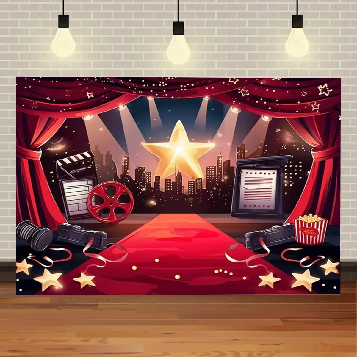 Bannière Photo Porte Cinéma 90x180cm - Toile De Fond Fête Film Hollywood Now Showing