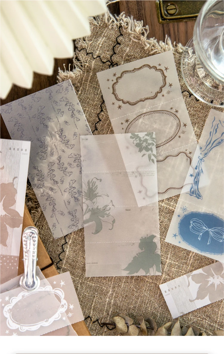 Journal GO 30 Stück Vintage Transparentpapier Halbtransparentes Materialpapier für Collage Junk Scrapbooking Dekoratives Hintergrundpapier – Detail 2