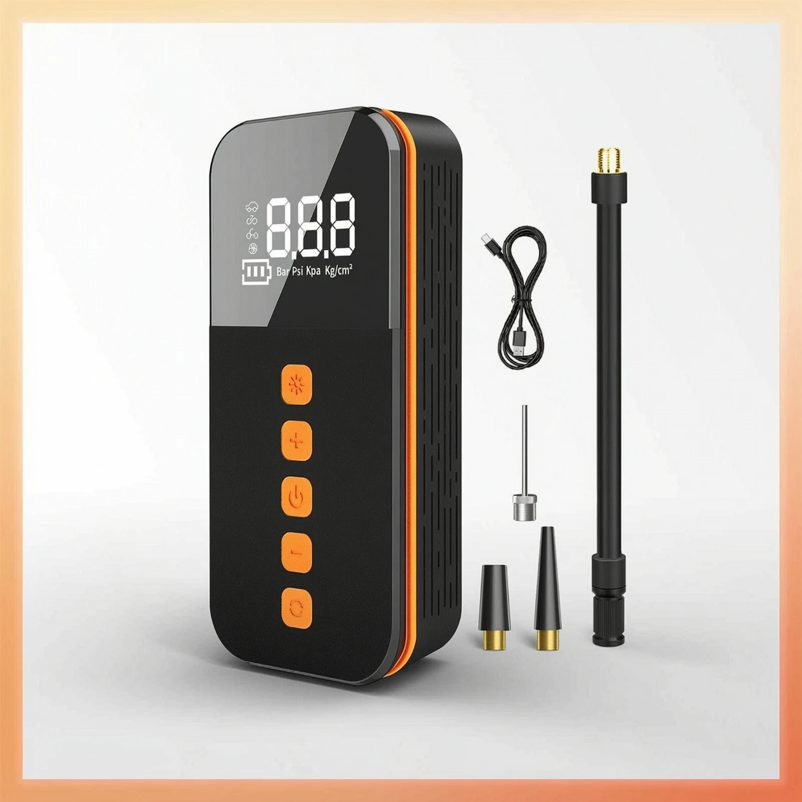 Portable Tire Inflator with LED Light Handheld Tire Inflator with LED Light Mini Easy to Operate for Car Owners