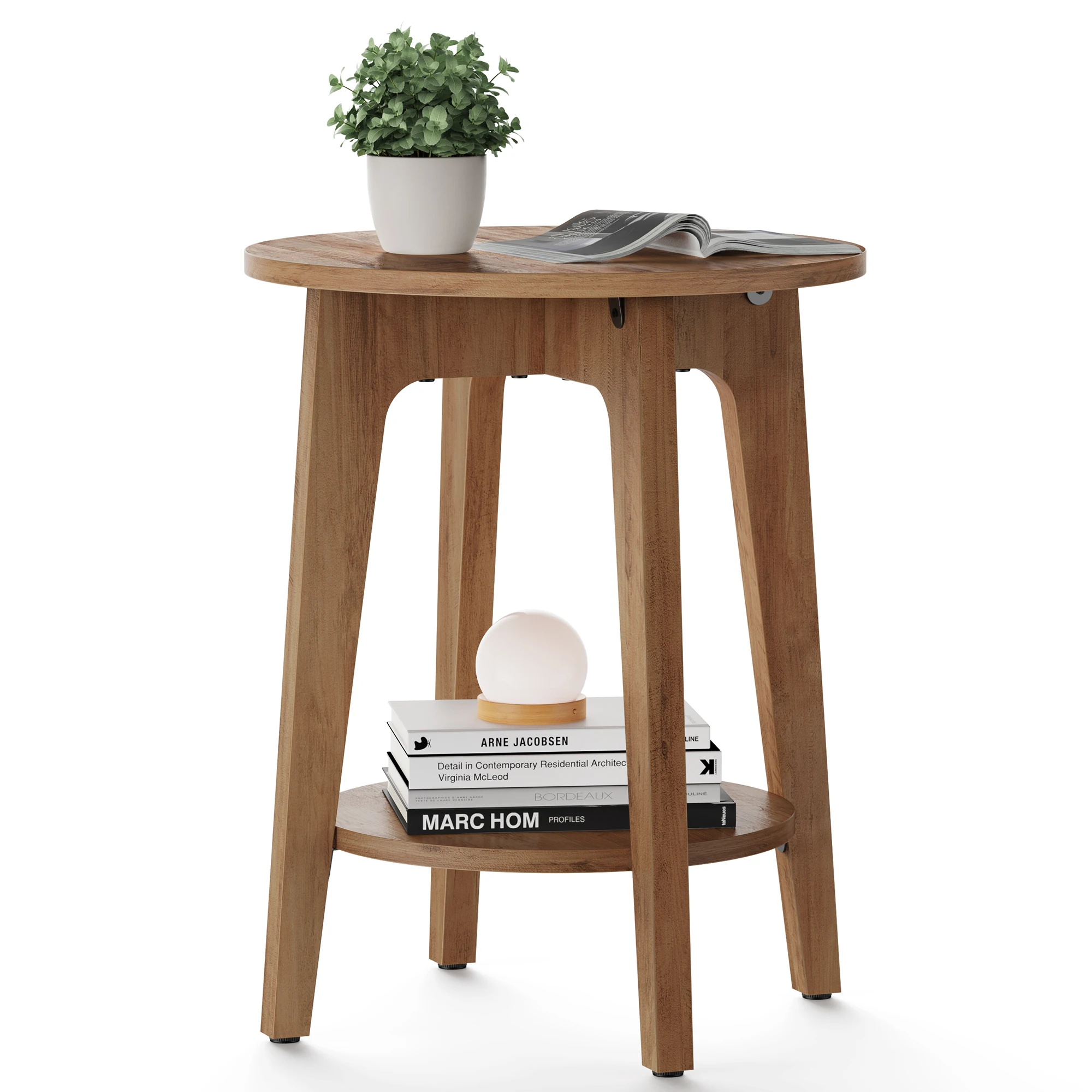 VASAGLE Side Table, Small Round End Table with Lower Shelf, Nightstand for Small Spaces, Living Room, Bedroom