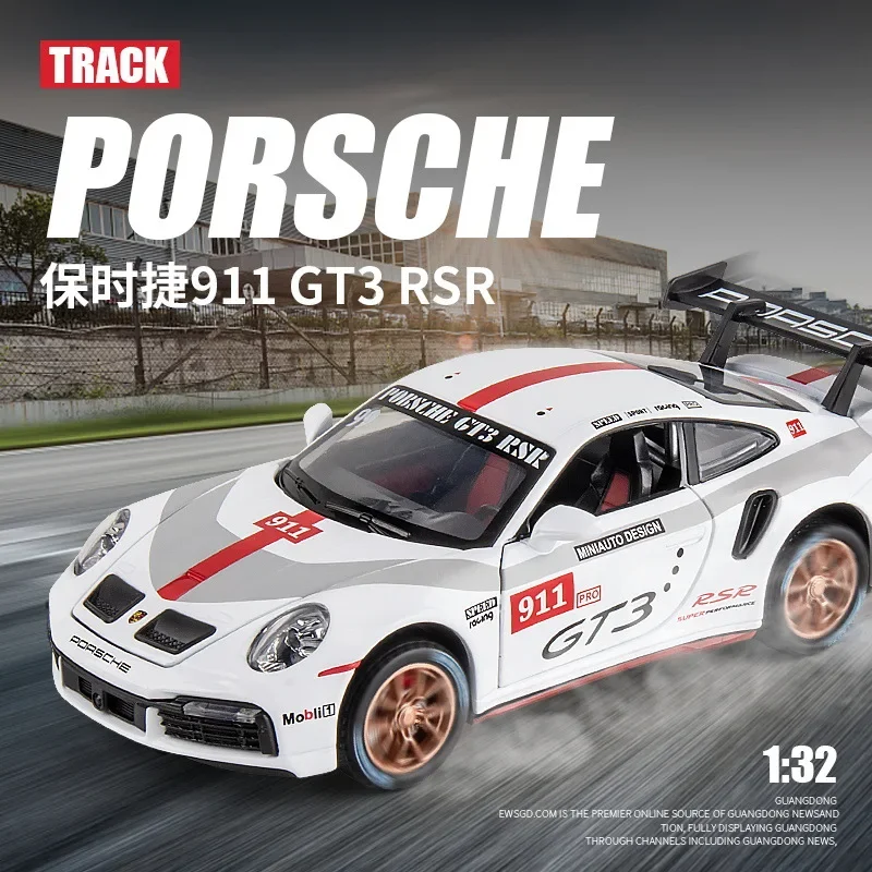 

Литая модель автомобиля 1:32 Porsche 911 997 GT3 RSR из сплава, миниатюрный металлический автомобиль с вытяжным задником, детский подарок для мальчиков, Лидер продаж