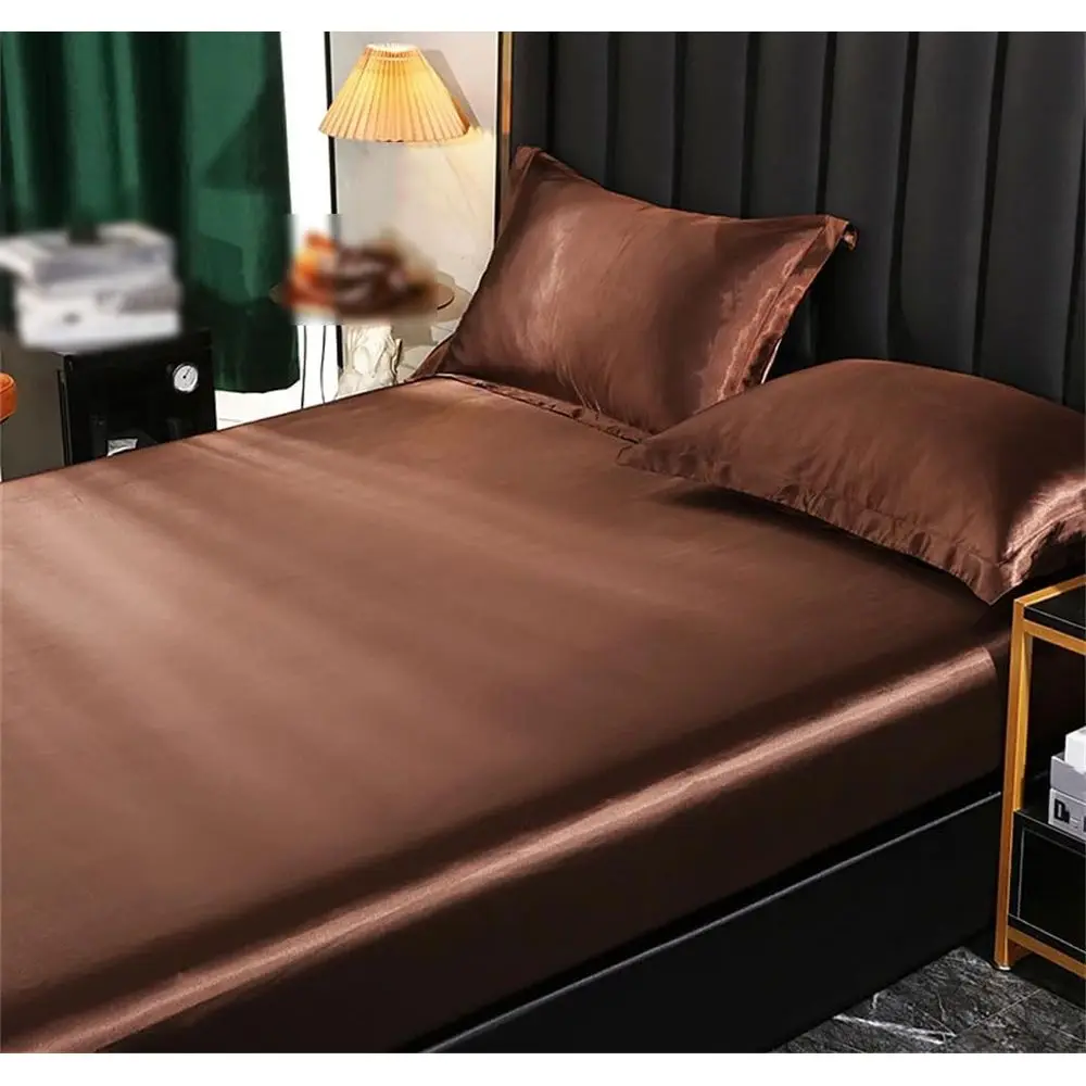 

Satin Sheets Queen Size Bed Set with itted Sheet lat Sheets Pillowcase Luxury Sot Smooth Wrinkle-ree Bedding Sets